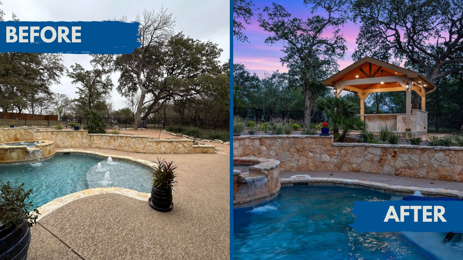 Poolside outdoor living space transformation