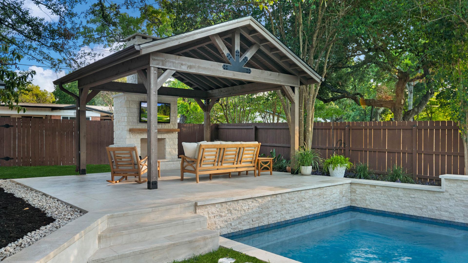 poolside outdoor pavilion builders