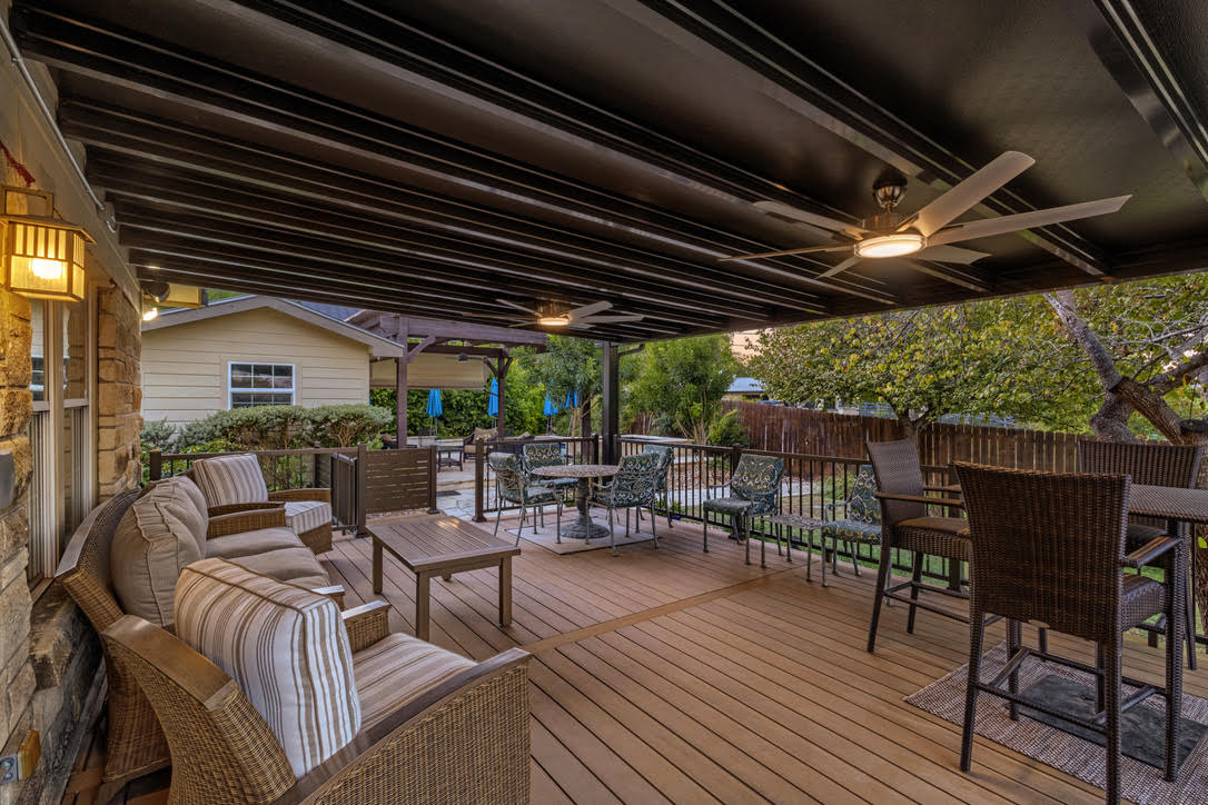 interior of custom covered deck