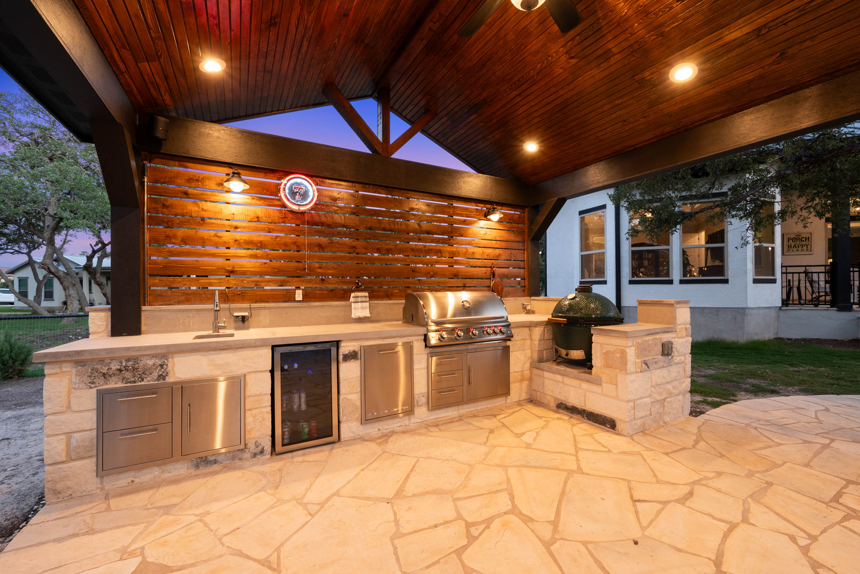 outdoor pavilion with custom outdoor kitchen
