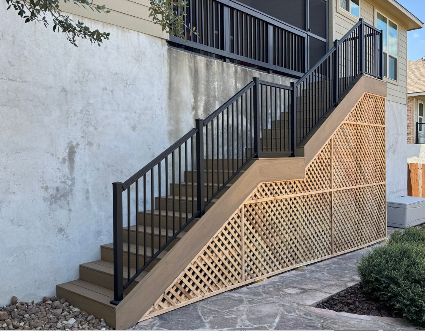 custom low maintenance landing and stairway upgrade