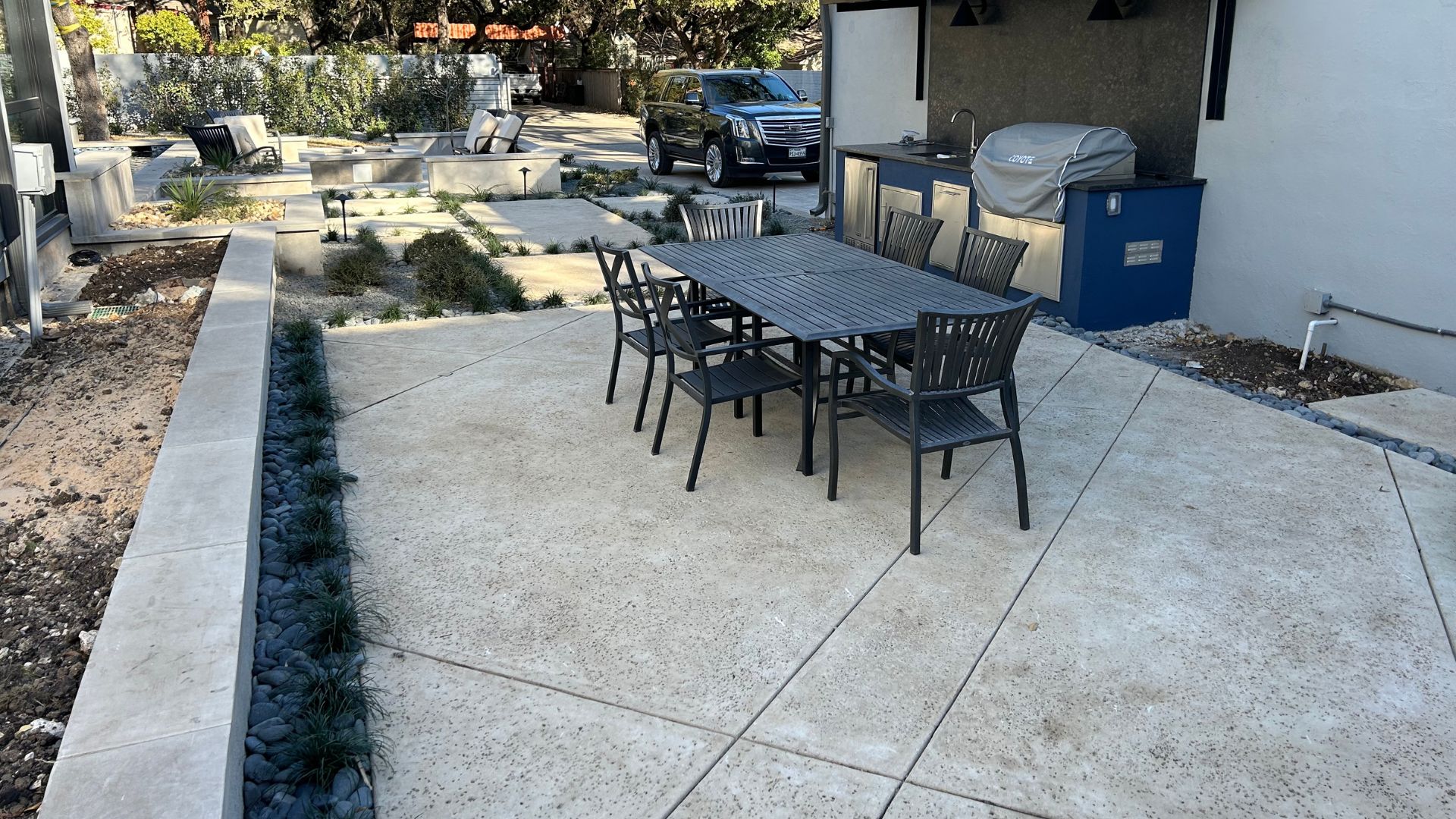 salt finish concrete patio designs