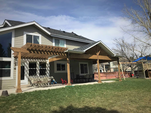 outdoor living space in backyard