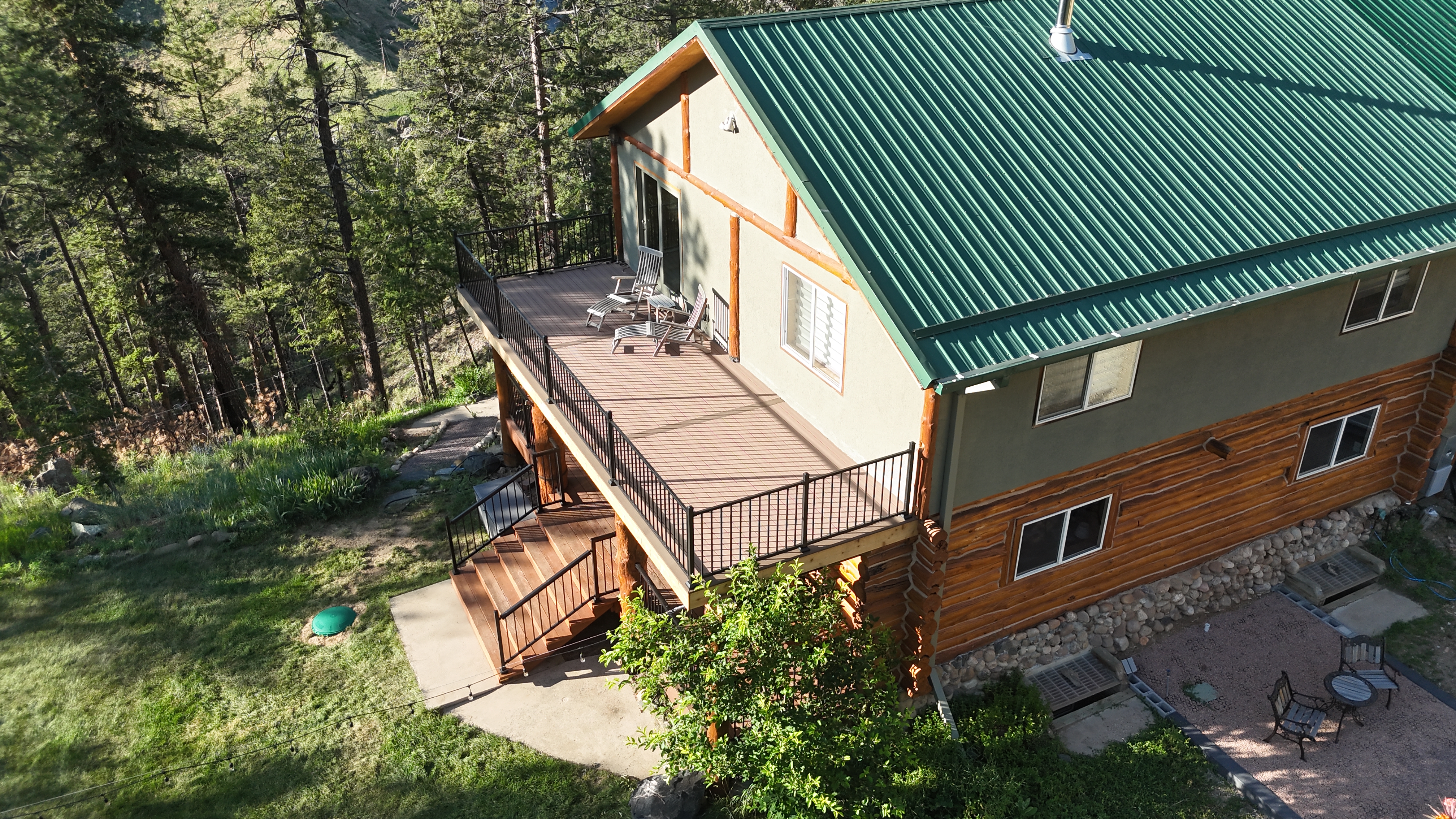 Large deck with black railing