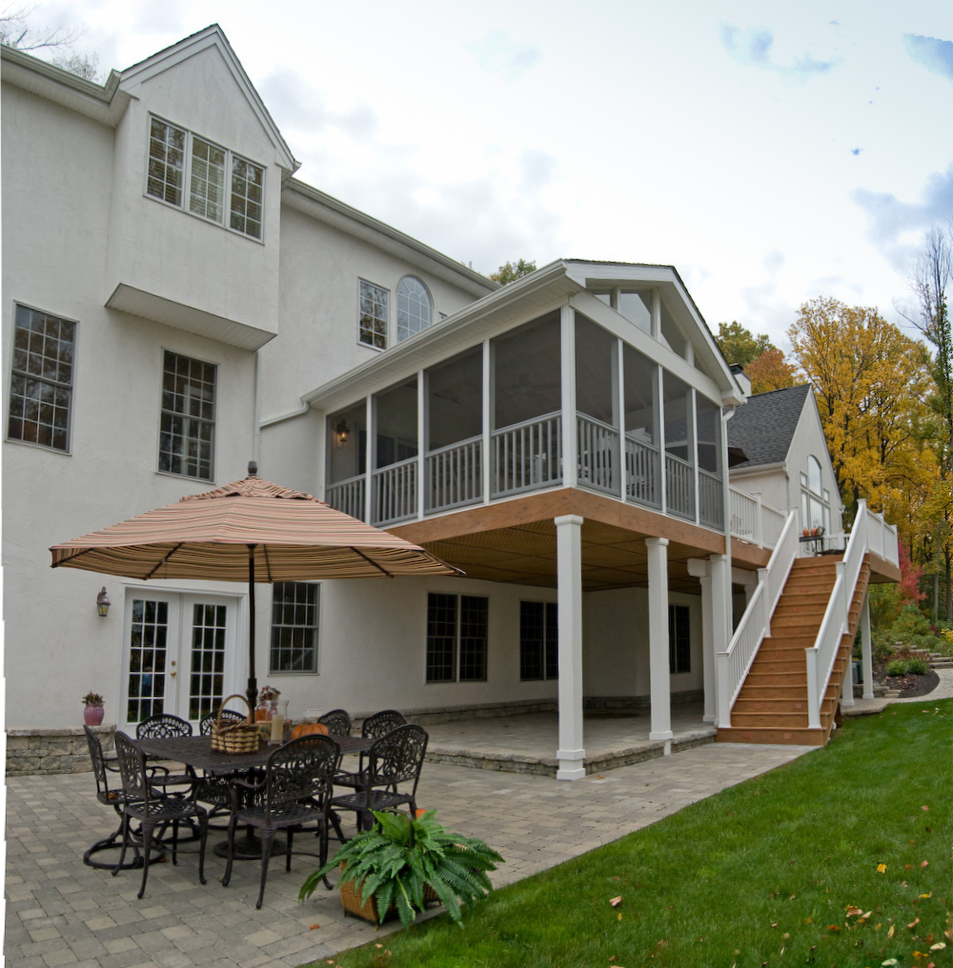 craftman outdoor area with multi level patio