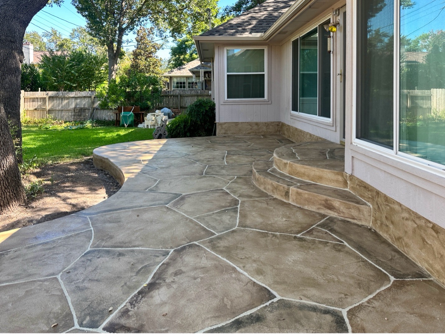 Stain and stamp TPC overlay patios